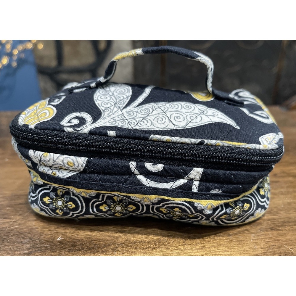 Vera Bradley Quilted Roll Out Zippered Jewelry Case Travel Cosmetic Yellow Bird